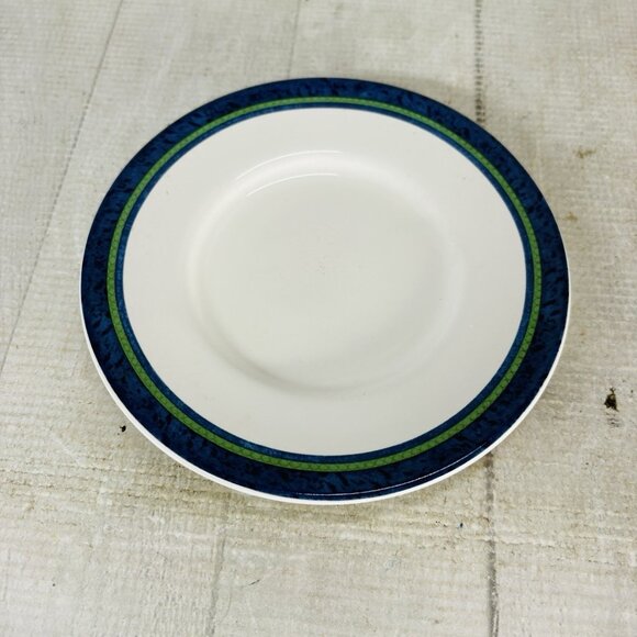 Pfaltzgraff ORLEANS Blue Green Vines Yellow Stoneware Round Saucers Set of 3 - Picture 2 of 14